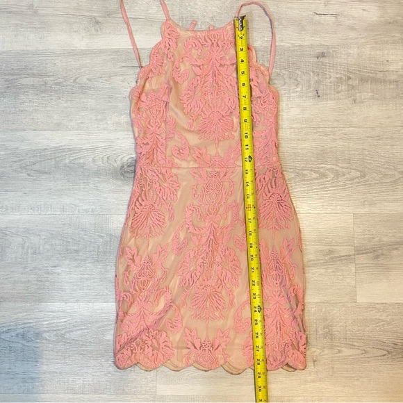 Xenia Boutique Baby Pink Floral Embroidered Lace Dress Size 2 - Form Fitting - Picture 9 of 17